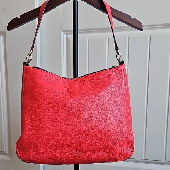 KATE SPADE LIKE NEW CORAL PEBBLED LEATHER SATCHEL 2 WAY - Picture 6 of 14